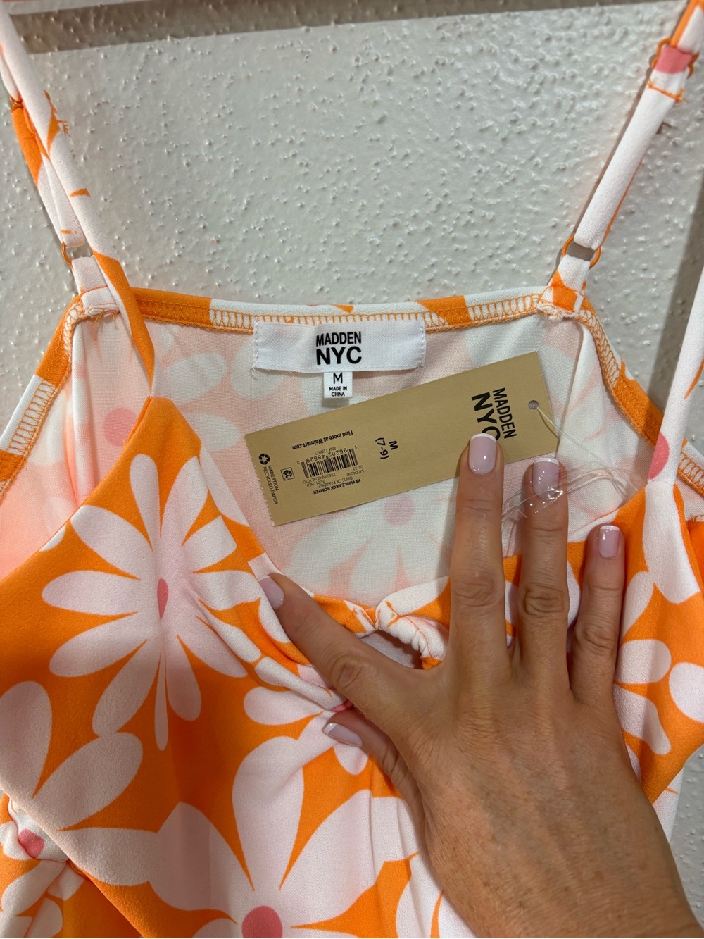 Madden NYC Romper Bundle Medium | NWT Orange Floral + EUC Tropical Leaf - Picture 4 of 7